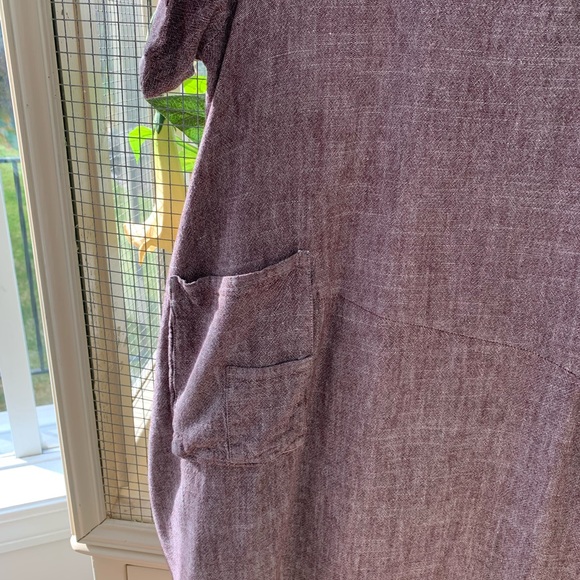 Minibee Brown Linen Short Sleeved Tulip Dress XL - Picture 5 of 5